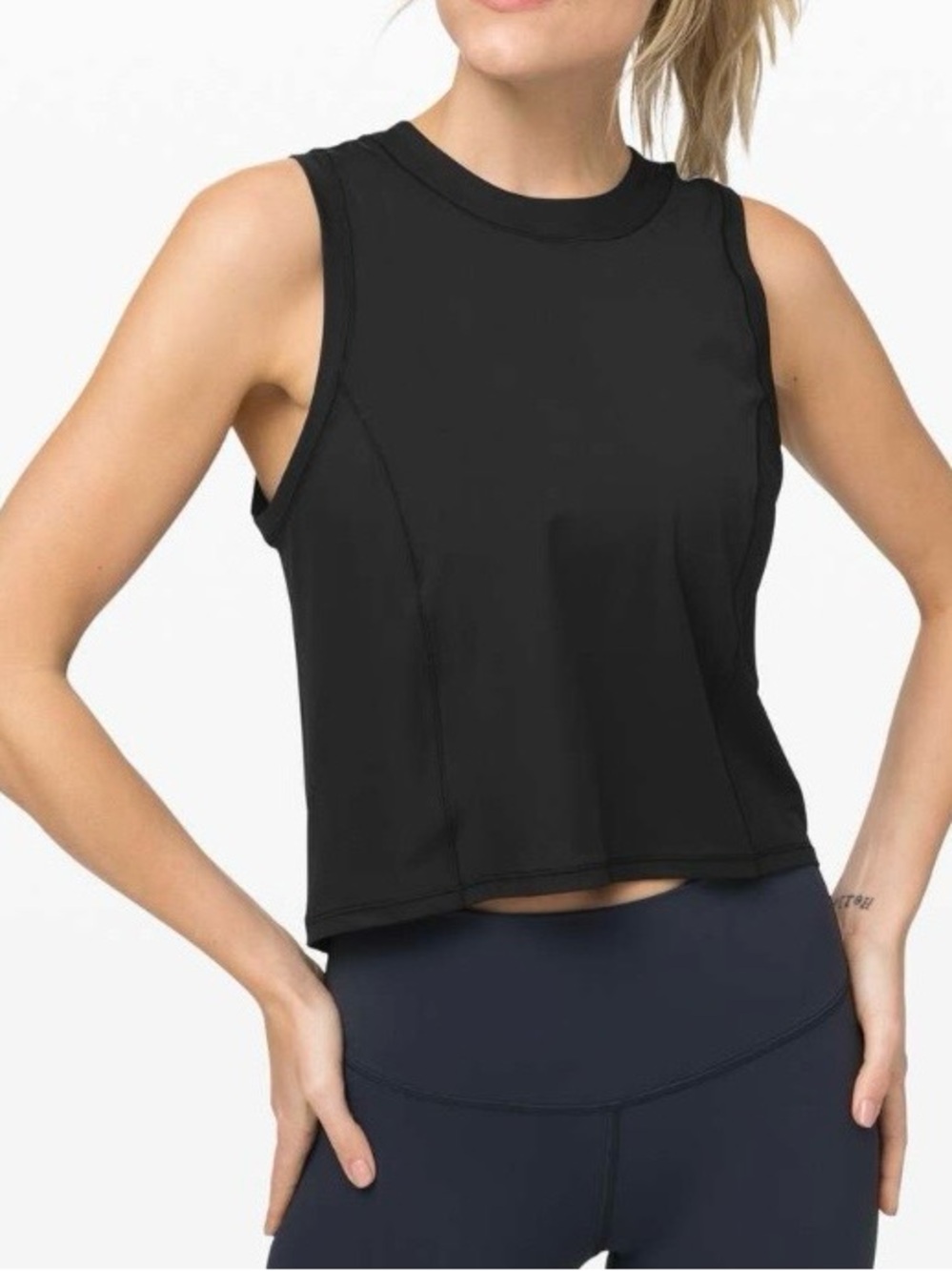 Lululemon Sheer Will Tank Pulse Black Mesh Back Training Tank Size 6